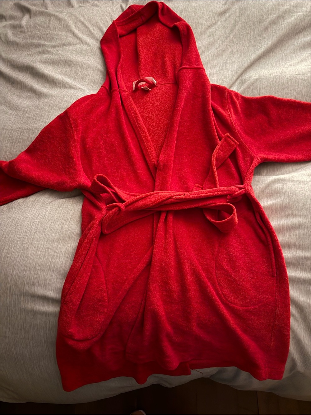 Victoria's Secret Red Hooded Wrap Terry cloth Robe.